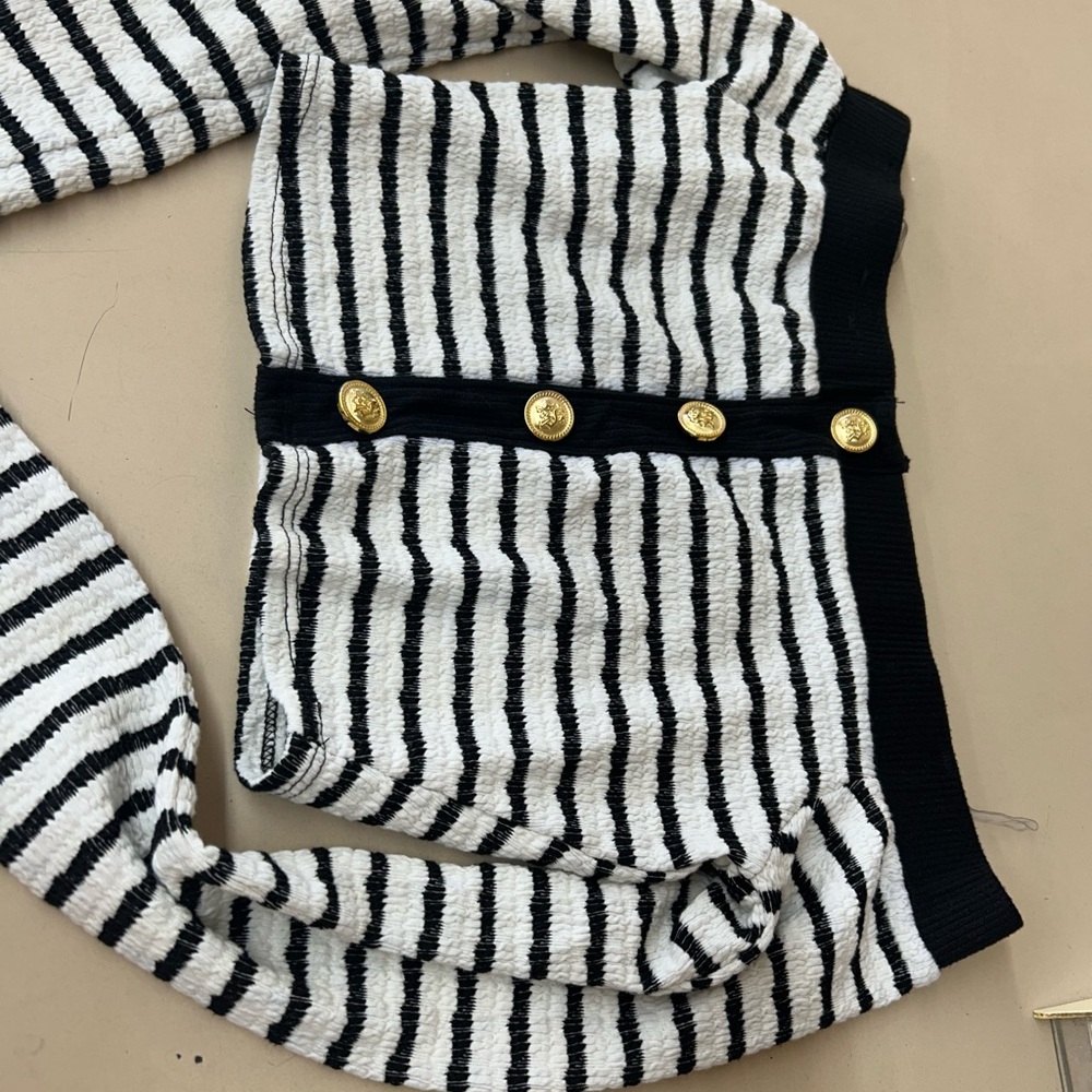 Black and White Striped Women's Sweater